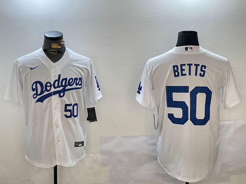 Men Los Angeles Dodgers #50 Betts White Game 2024 Nike MLB Jersey style 12111->los angeles dodgers->MLB Jersey